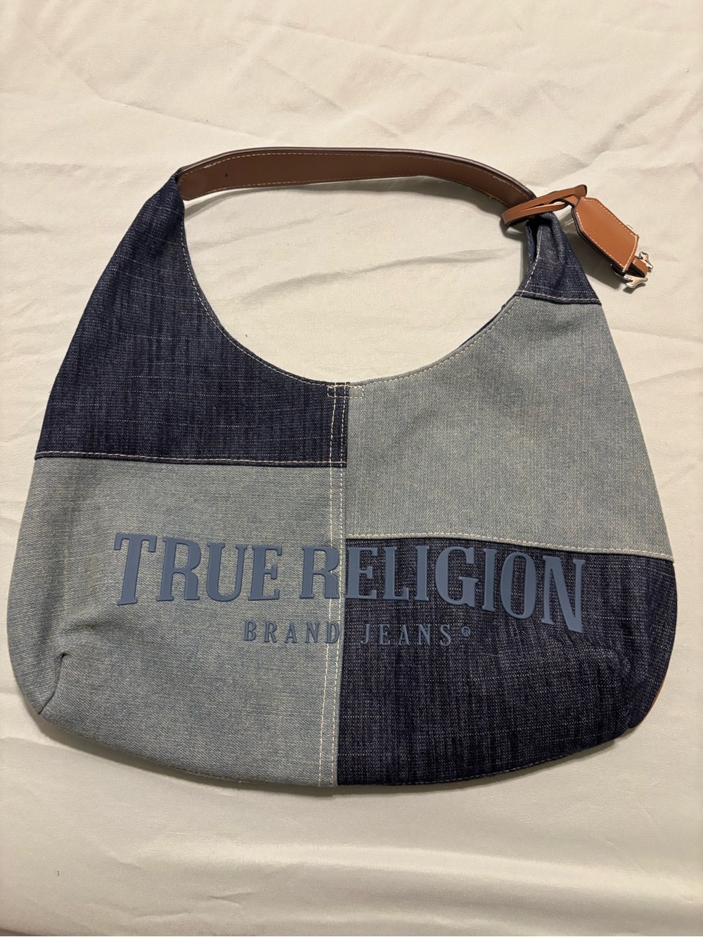 True Religion Patchwork Denim Hobo Bag in Blue - Picture 2 of 4